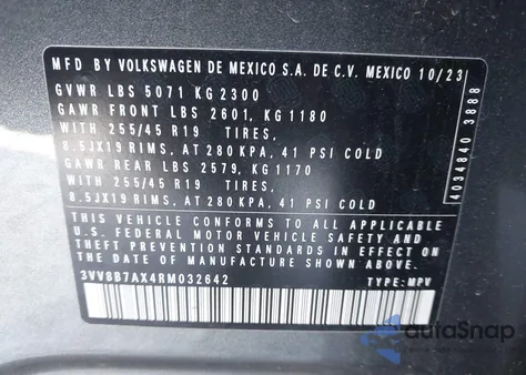 2024 Volkswagen Tiguan 2.0T Se R-Line Black z USA, uszkodzony, nr VIN 3VV8B7AX4RM032642